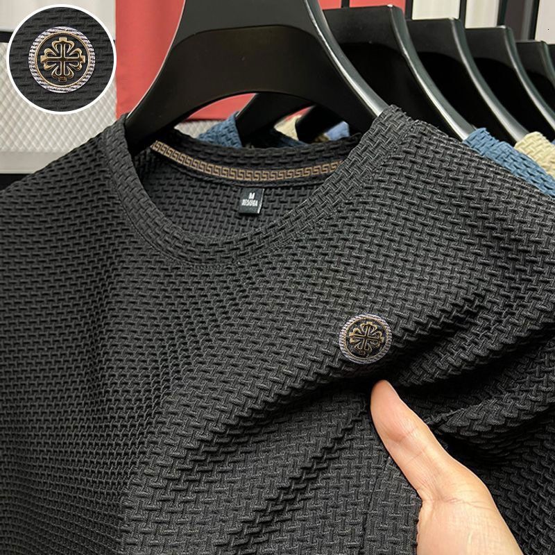Quick drying short sleeved men's ice silk 2024 summer new trend versatile round neck breathable casual T-shirt