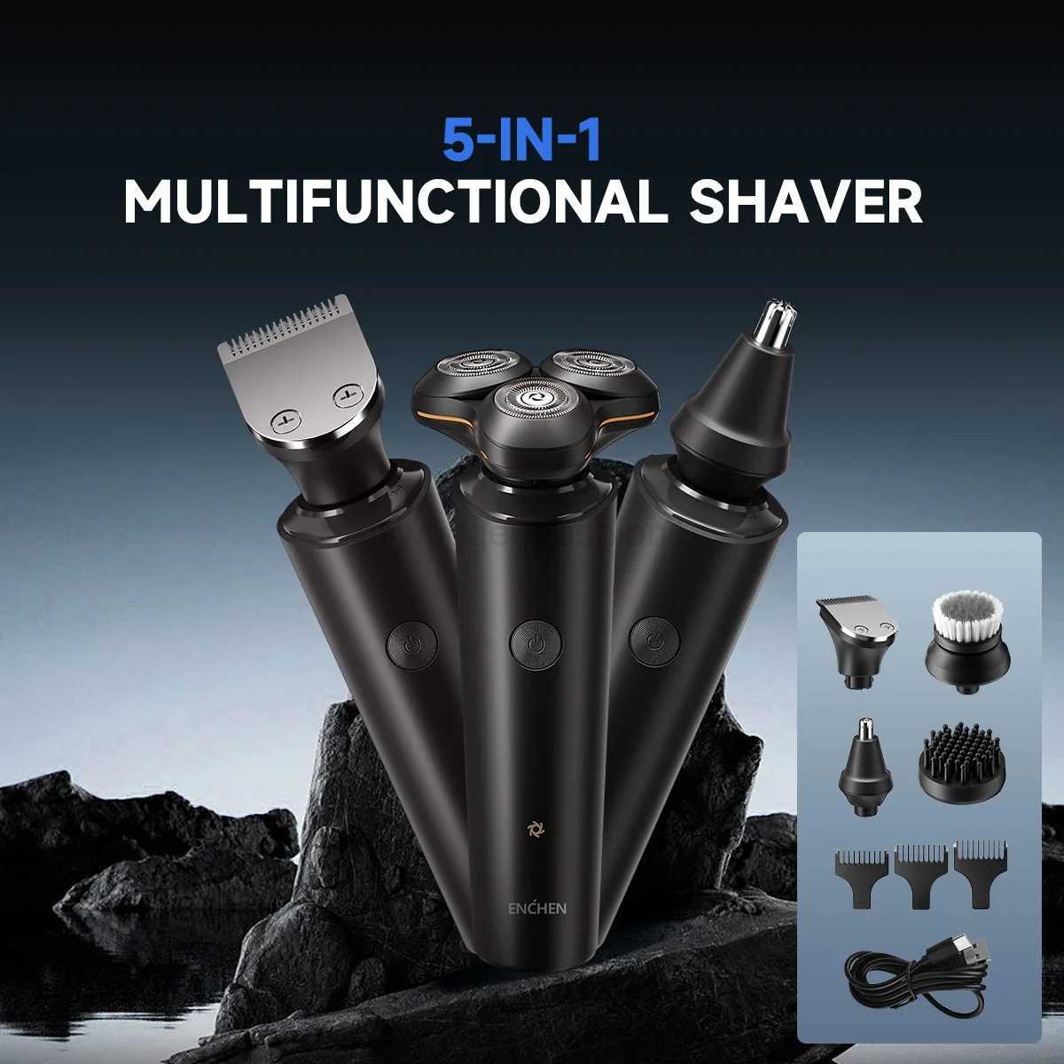 ENCHEN X8S-C Electric Shaver With 4 Replacement Heads Multi-Purpose Waterproof Type-C Rechargeable Portable Men Beard TrimmerB240709