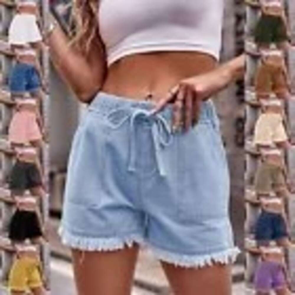 Womens Quick Dry Summer Denim Shorts Elastic Stretch Spandex Breathable Cotton Sportswear Hiking Camping Travel Running