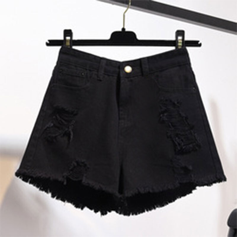 New Design Girls Casual Loose Wide Leg Hot Pants Show Slim High Waisted Summer Tassel Ripped Denim Super Jean Shorts For Women