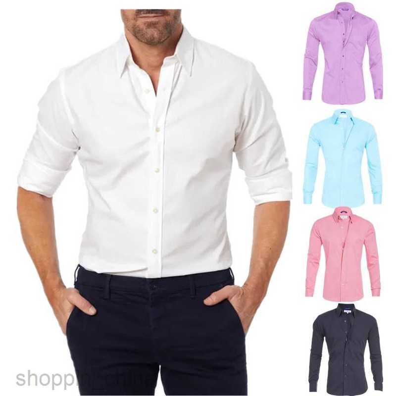 Mens Casual Shirts Men's zippered shirt hidden zipper fake button Oxford elastic cotton zipper lining tops