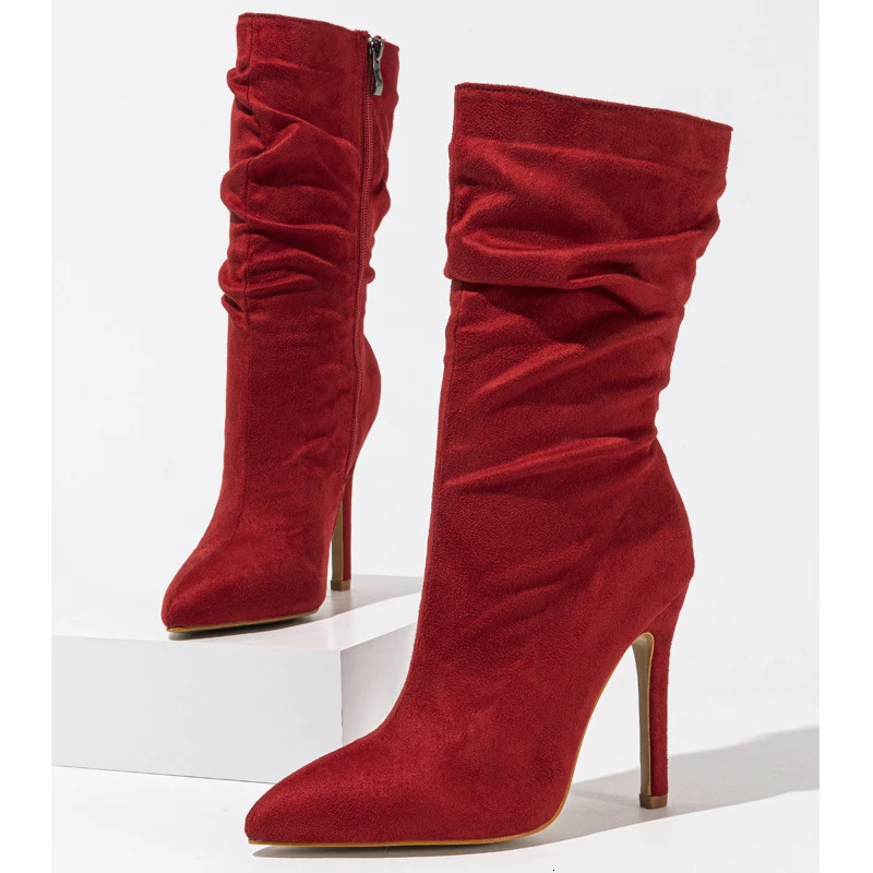 Eilyken High Quality Pleated Women Ankle Boots Stiletto Heels Modern Short Booties Party Wedding Spring Autumn Ladies Shoes