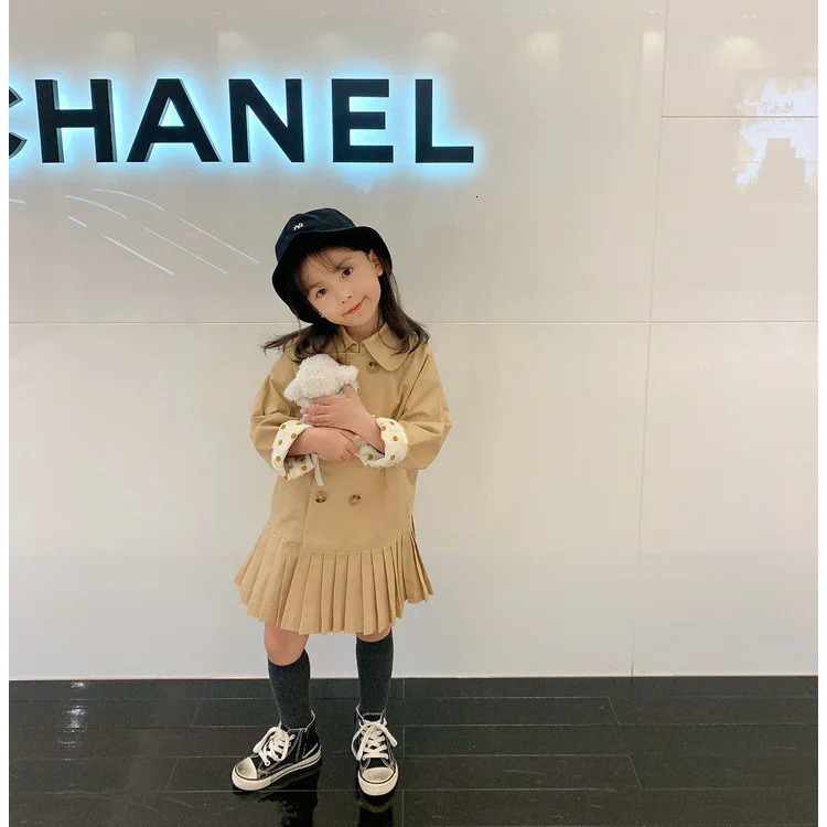 Girls Tench Coats Spring Autumn Children Cotton Fashion Windbreaker Jackets Teens Kids Double Breasted Clothes Outerwear 240711