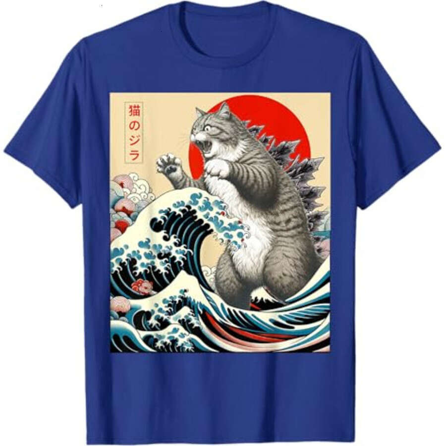 Mens tops Designer t shirt Japanese Art Funny Cat Gifts For Men Cartoon Prints T-Shirt Free shipping