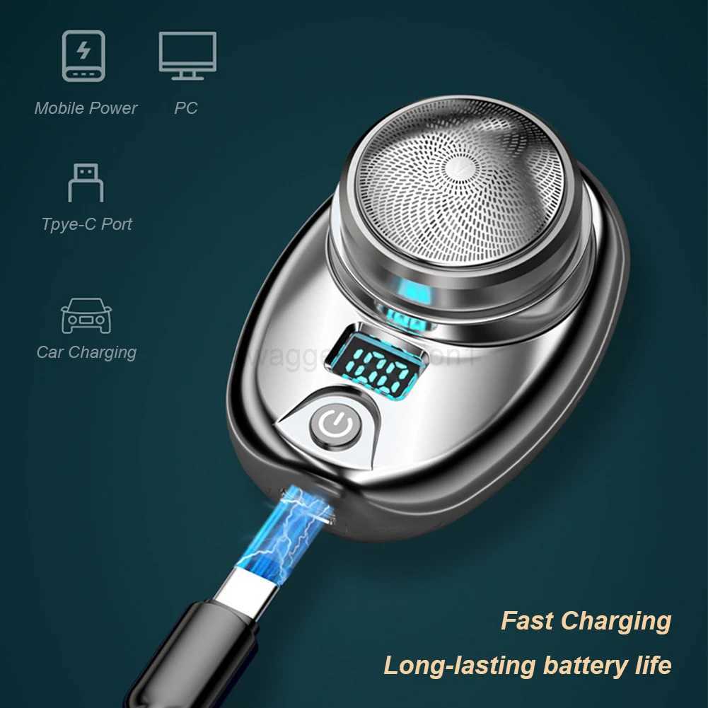 Mini Electric Razor Men Shaver USB Charging Wireless Shaver Digital Display Beard Trimmer Professional Tool for Home BusinessB240709
