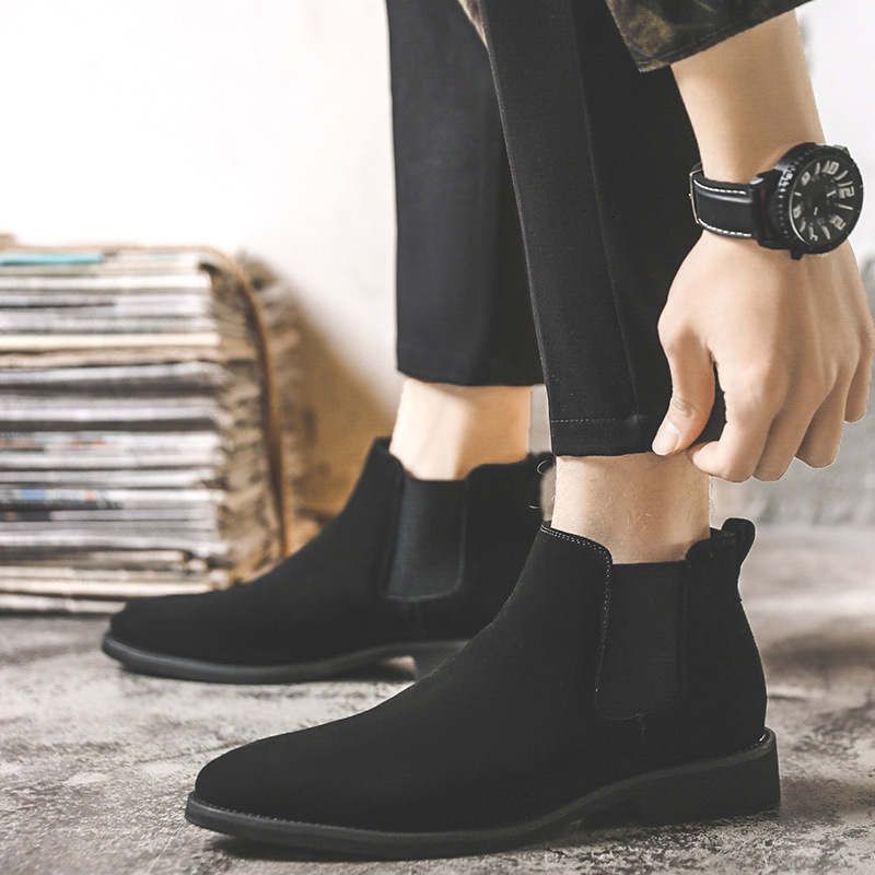 2024 Elevator 6Cm 8Cm Invisible Inner Increase Man Height Increasing Shoes Suede Leather Men Boots