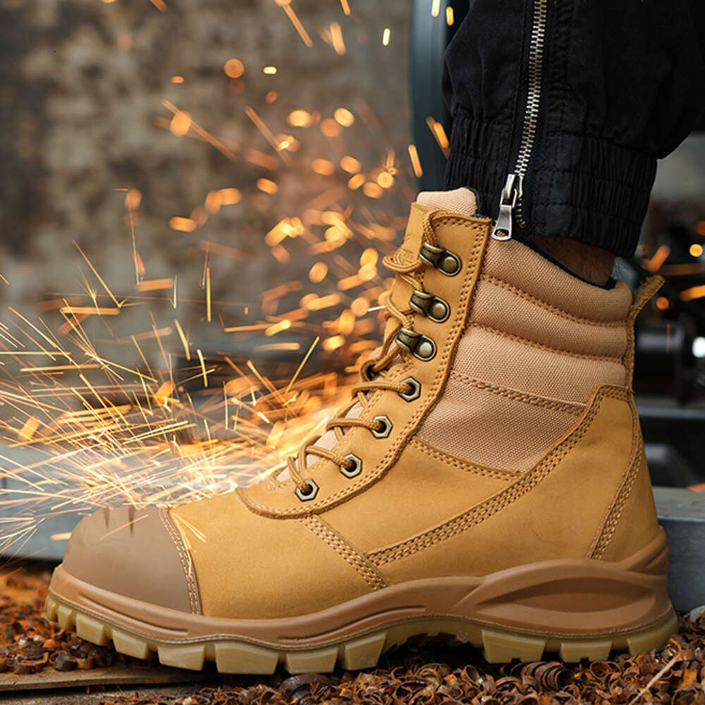 Genuine Leather Protective Men Puncture-Proof Work Boots Safety Steel Toe Shoes Indestructible