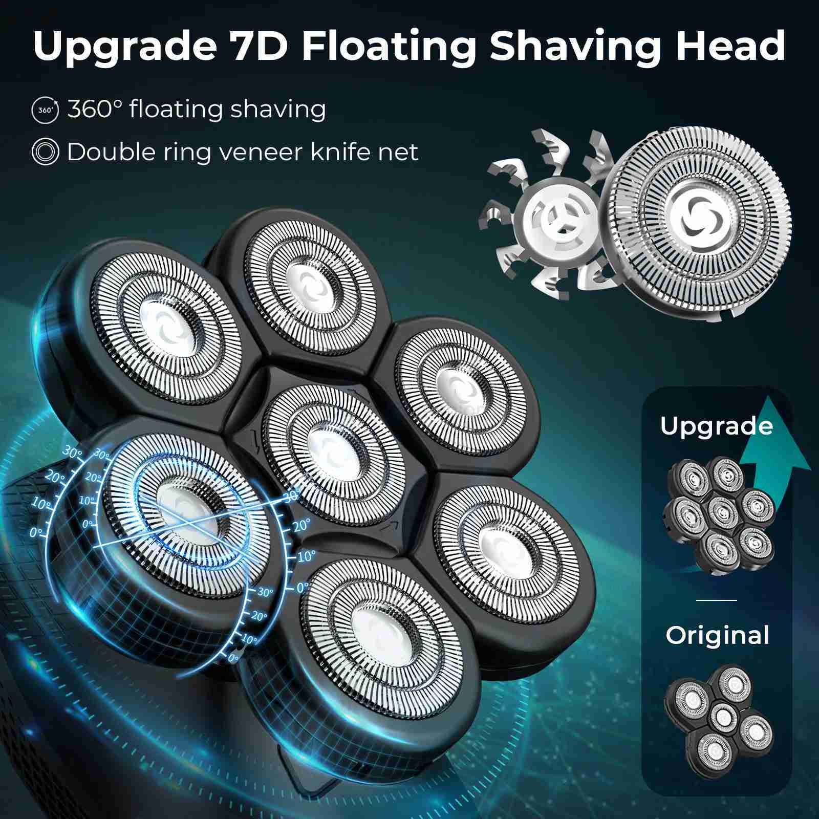 Kensen 5 In 1 Electric Shaver 7D Floating Cutter Head Rechargeable Shaver Kit For Men IPX6 Waterproof Beard Trimmer head shaversB240709