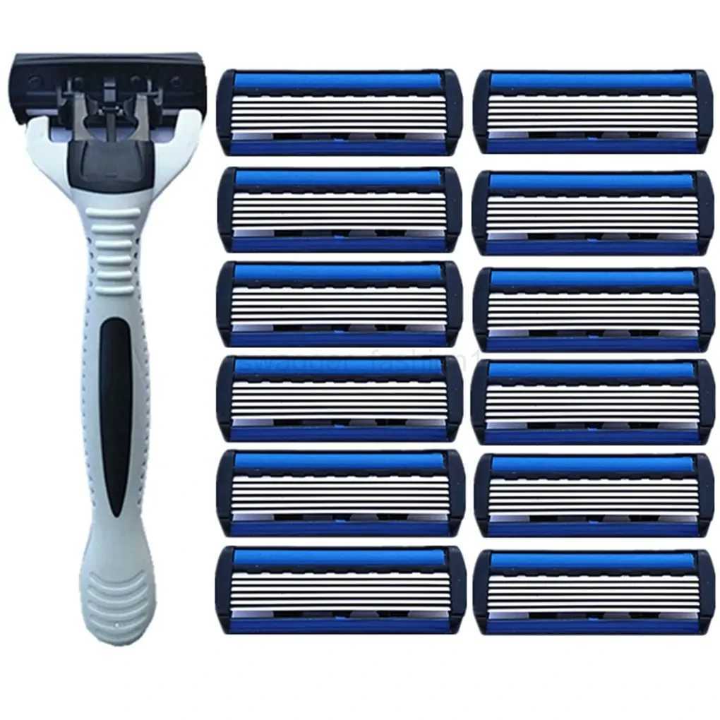 6-layer stainless steel shaver mens classic shaver blade detachable and reusable shaverB240709