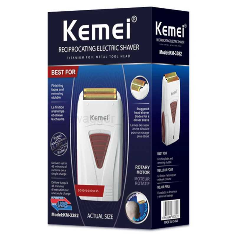Original Kemei Finishing Fade Rechargeable Electric Shaver Hair Beard Cleaning Electric Razor For Men Bald Head Shaving MachineB240709