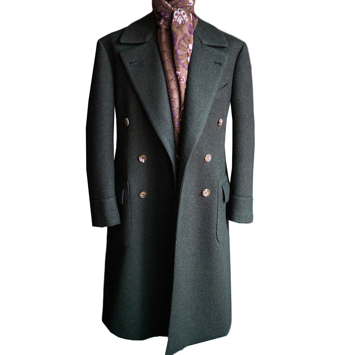 Casual Men Suits Thick Wool Custom Made Double Breasted Tuxedos Peaked Lapel Blazer Back Vent Business High Quality Popular Cheap Price Long Coat C528