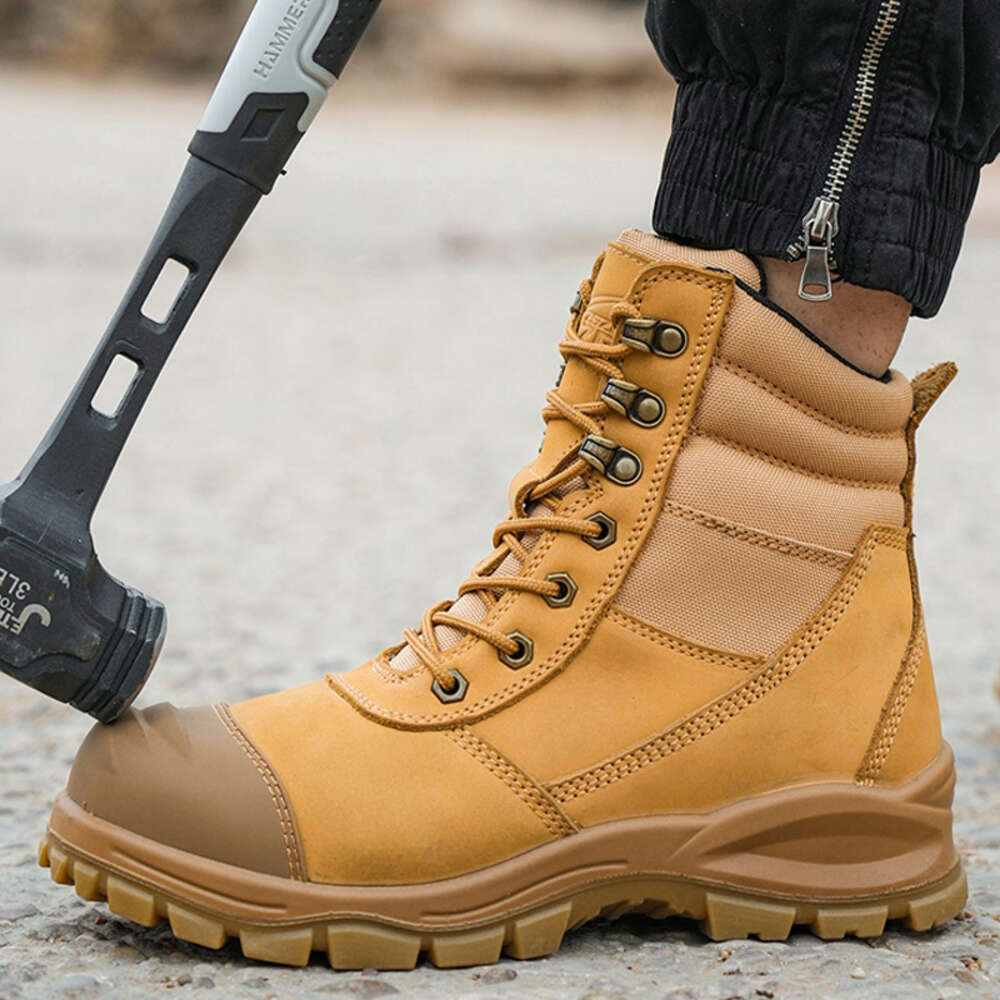 Genuine Leather Protective Men Puncture-Proof Work Boots Safety Steel Toe Shoes Indestructible