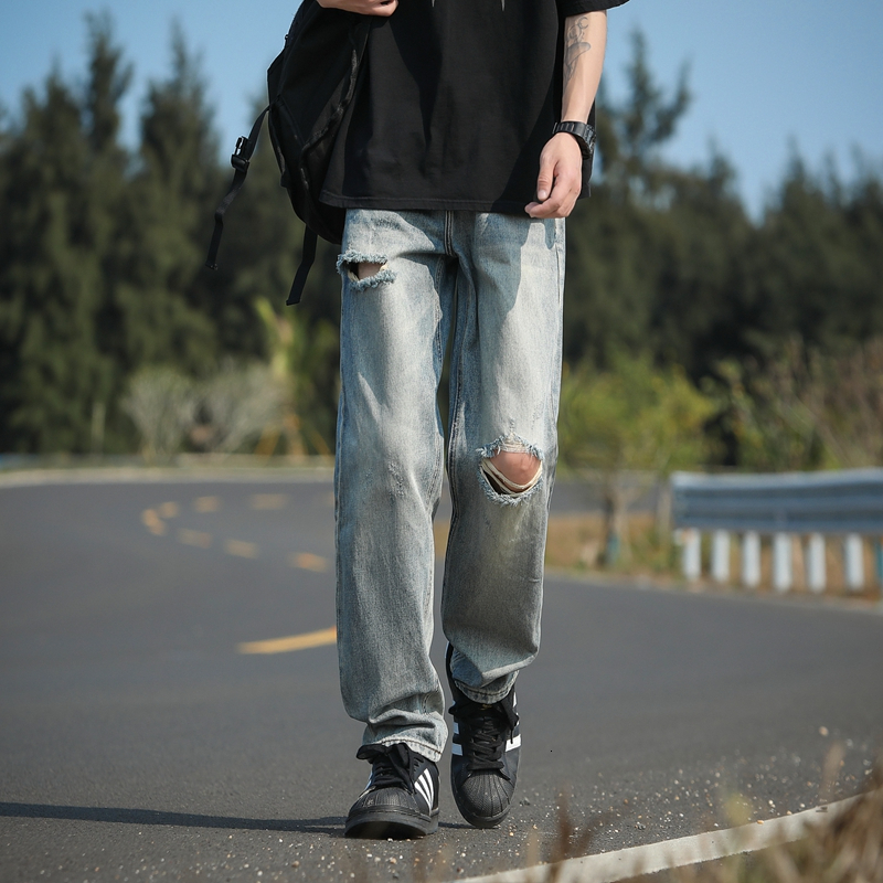 Jeans Thin Straight Loose Men's Ice Silk Wide Legs Summer Casual Long Pants