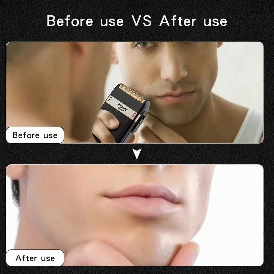 Kemei KM-2024 Electric Shaver Professional USB Rechargeable Mens Electric Shaver Leather Shell Waterproof Beard Trimmer ShaverB240709