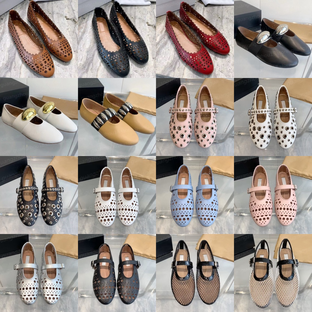 (go off picture not the description) 10a Designer Ballet Shoes for Women Summer Holiday Flat Bottom Shoes with Mesh Breathable Surface 25901-2-3 25906-7