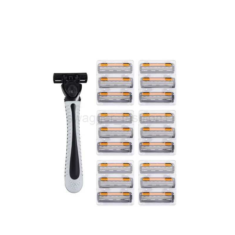 19-Blade Men Shaver Manual Razor Body Hair Cutting Beard Shaving Bikini Trimmer Three Layer Barber Shaver Multi Head ChangeableB240709