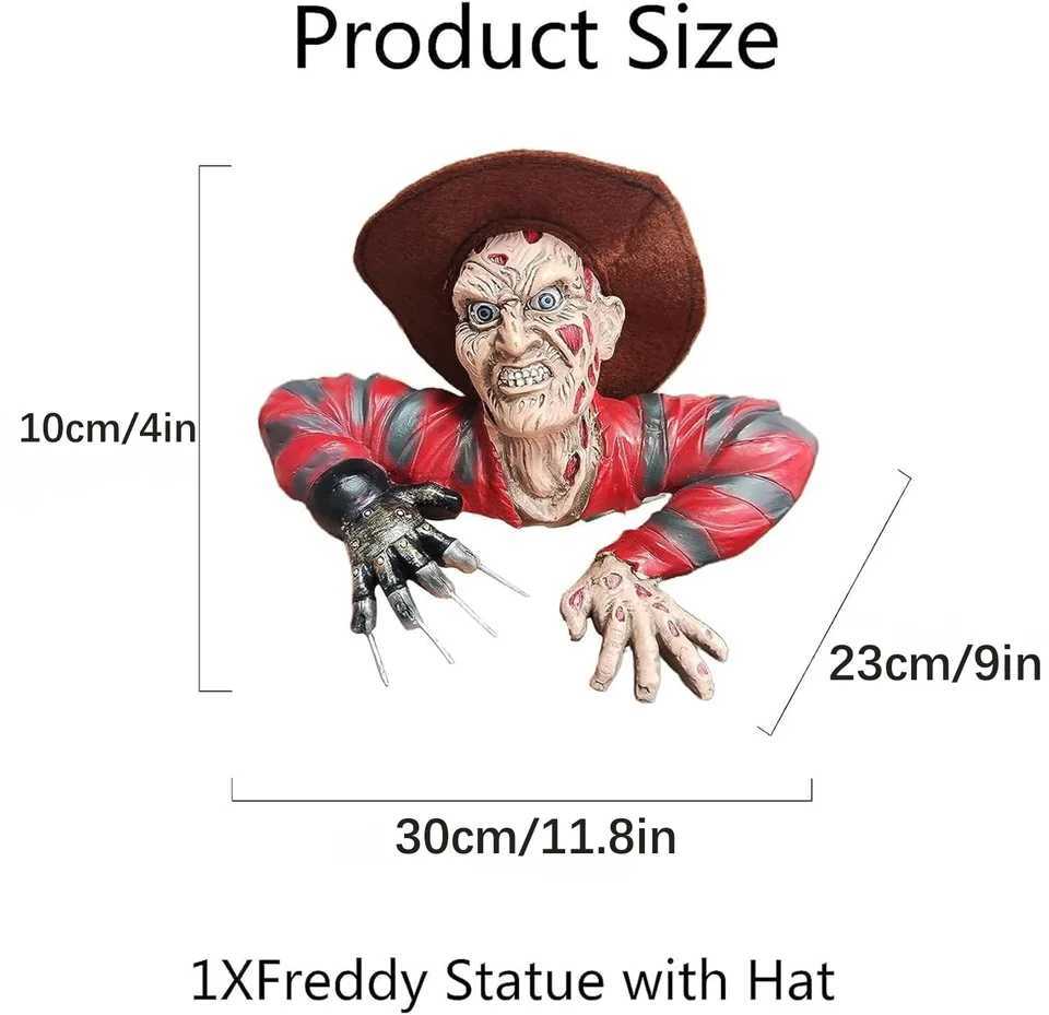 Freddy Statue Nightmare Kruger Grave Walker Statue Wall Sculpture Cartoon Characters Creative Sculptures Wall HangingsB240710B240707