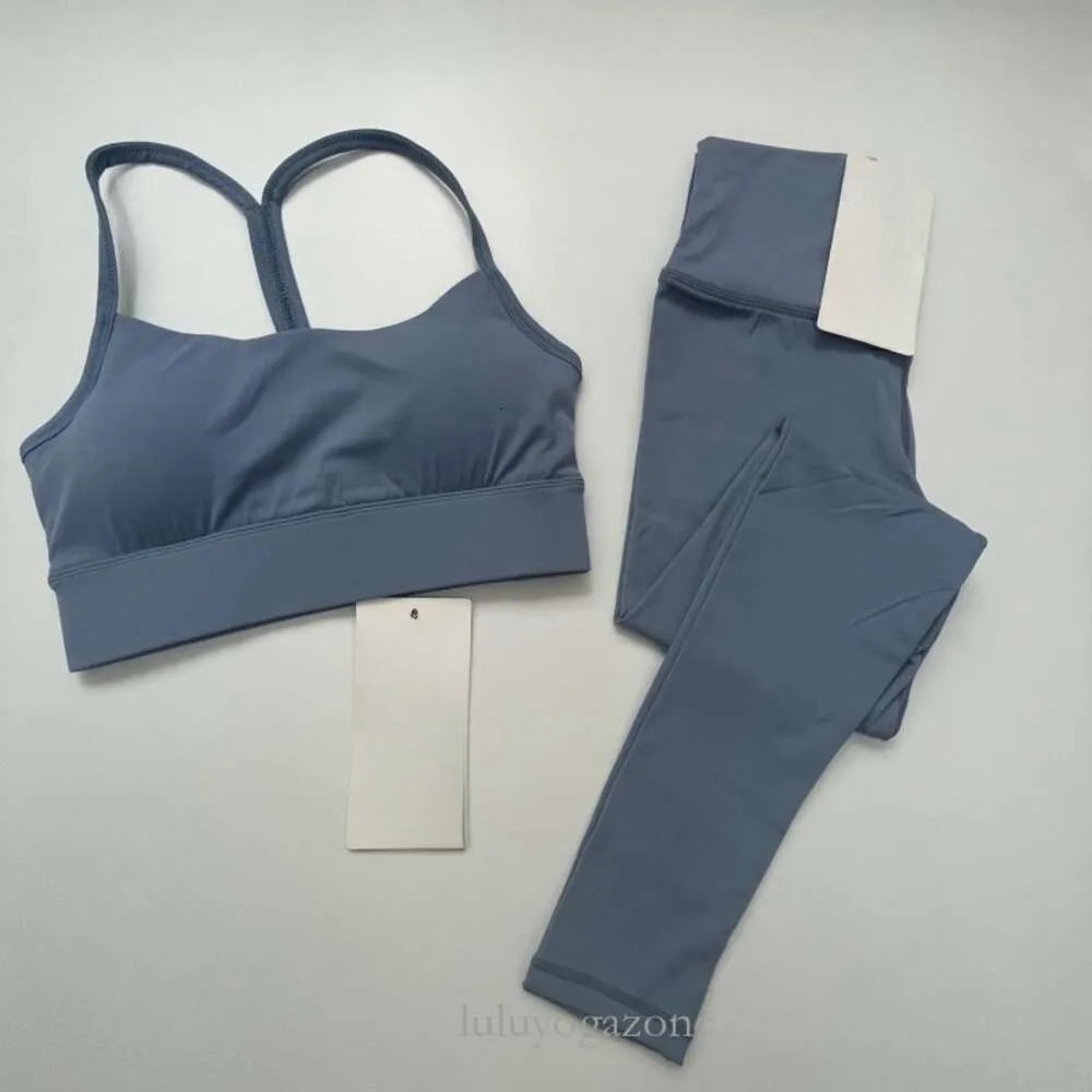 Yoga Set Women 2 Pieces Sportswear Suits Gym Top Y-shape Bra Fiess High Waist Leggings 25 inch Pants Workout Sports Clothes Tracksuits 84c 5b0
