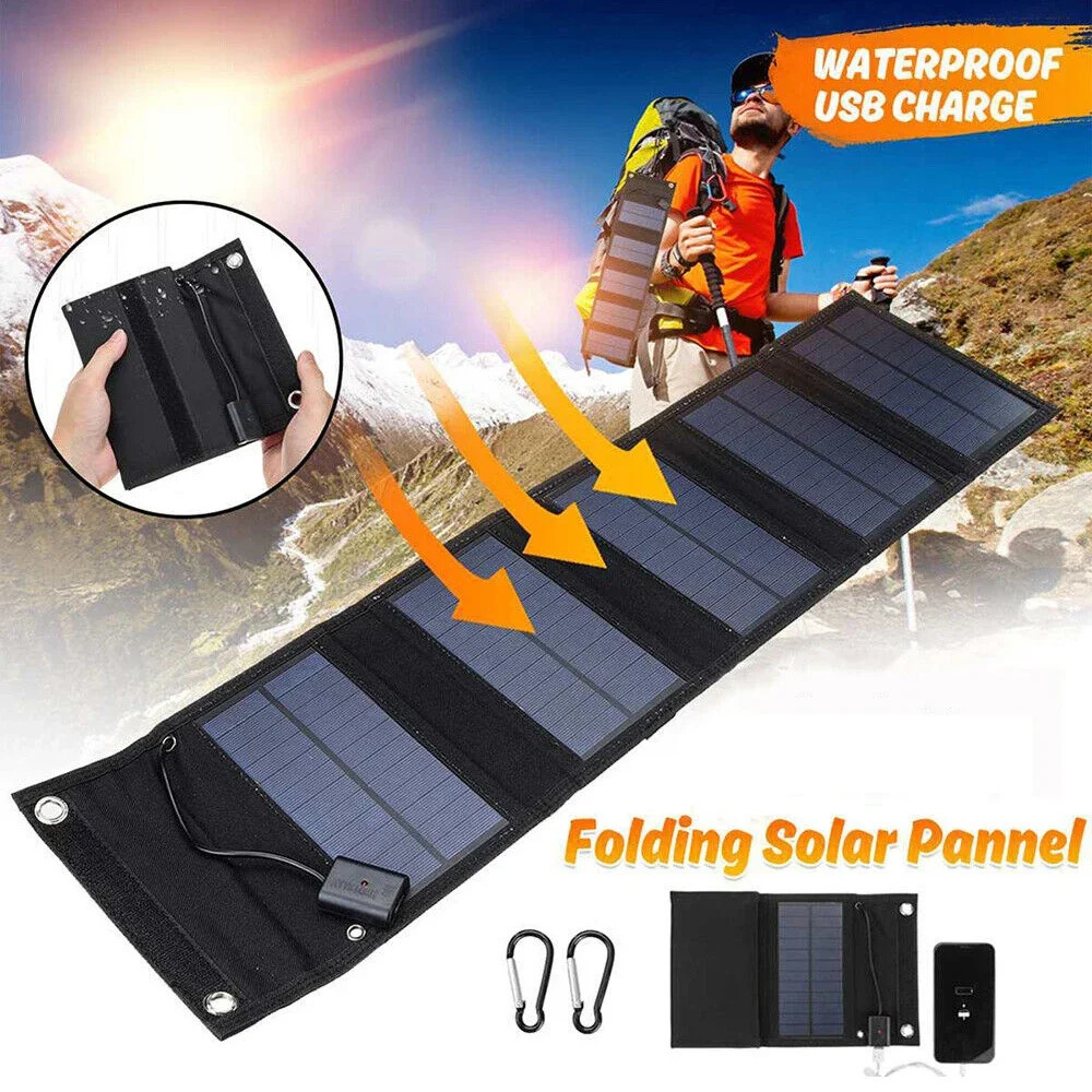 600W Foldable Solar Panel Phone Charger 5V Panels Plate USB Power Bank for Cell Camping Emergency y240711