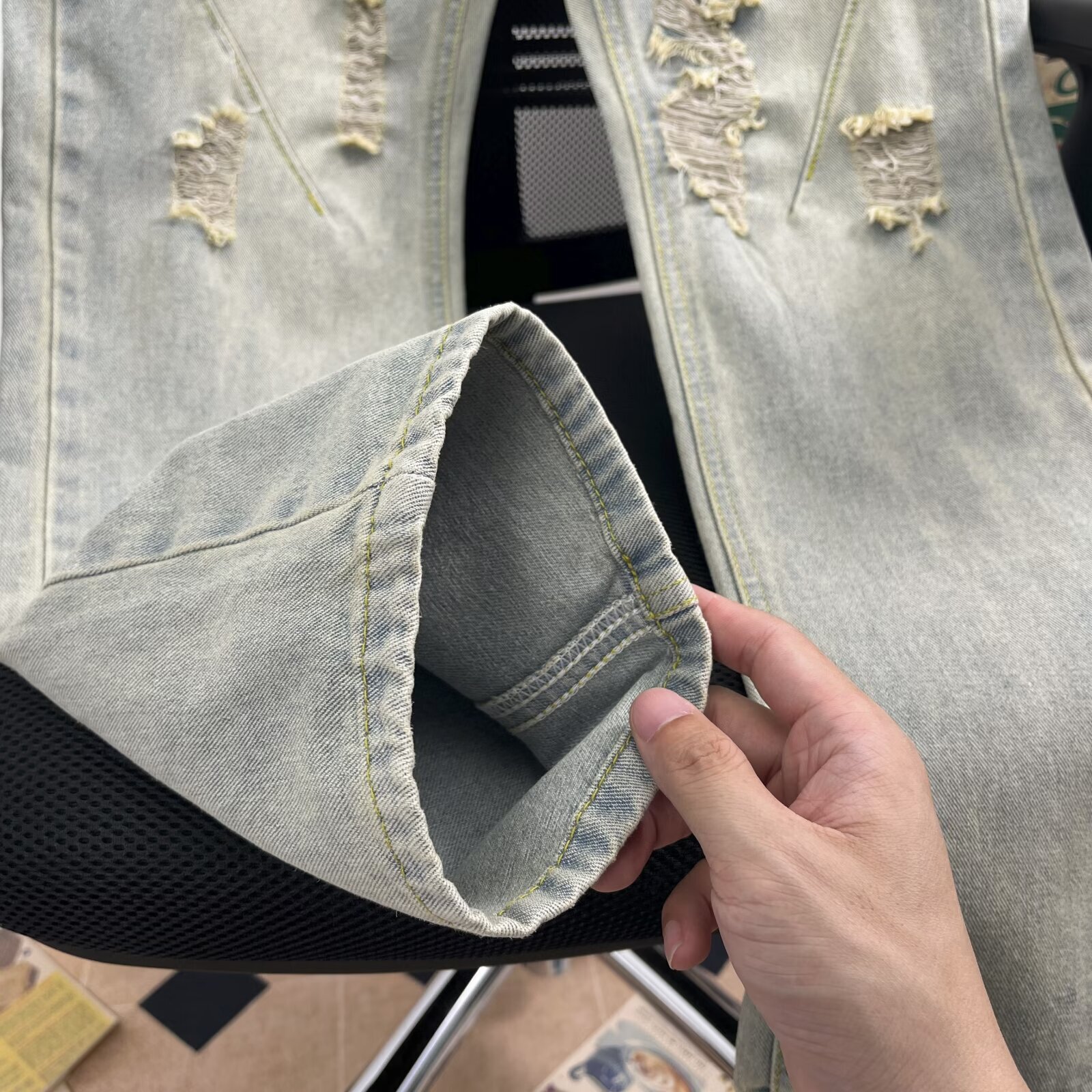 Denim for men, thin design, high-end drape, trendy brand, high street wide leg, loose fit, large size, straight leg casual pants