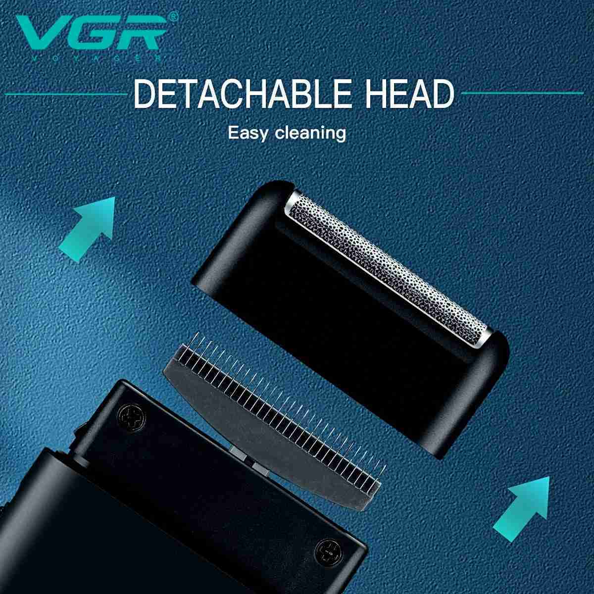 VGR Electric Shaver Professional Beard Trimmer Razor Portable Mini Shaver Reciprocating Shaving 2 Blade USB Charge for Men V-390B240709