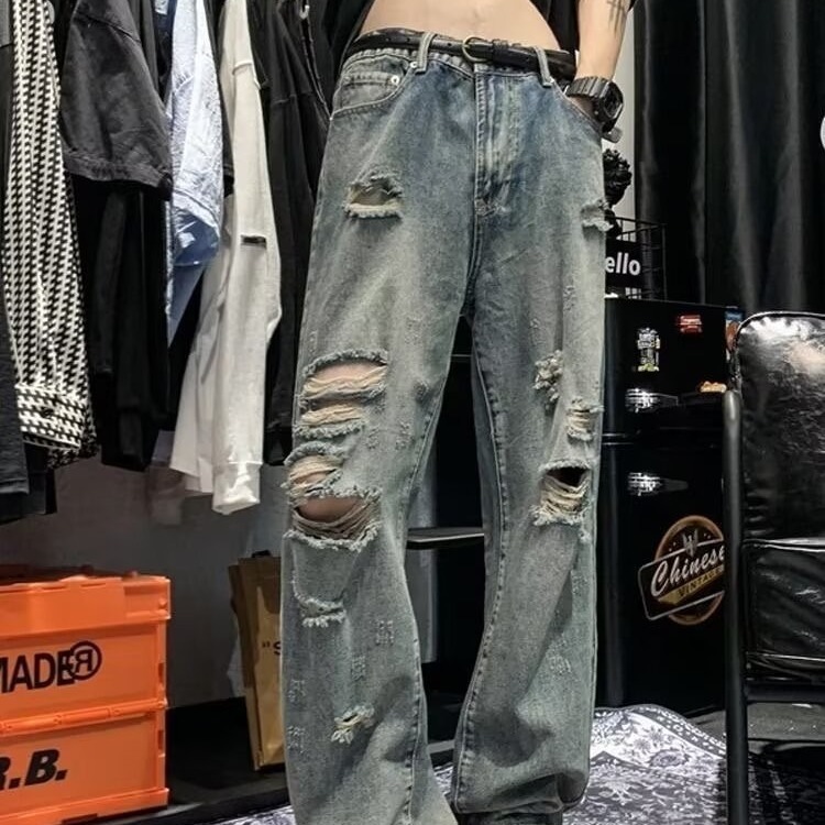 Jeans seasonal regular loose straight wide leg American fashion brand workwear casual pants men's style