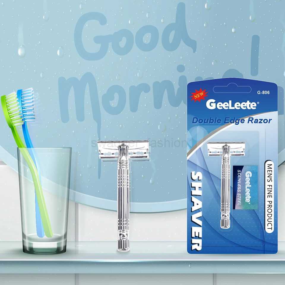 Stainless Steel Manual Safety Razor Set for Men Barber Shaver Hair Beard Remove Tool Double Edge Barbeador Razor with 1 BladeB240709