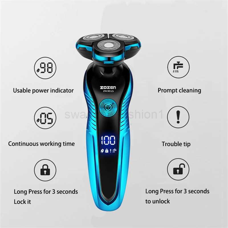 Electric Shaver Washable Rechargeable Electric Razor Hair Clipper Cutting Shaving Machine for Men Beard Trimmer Wet-Dry Dual UseB240709