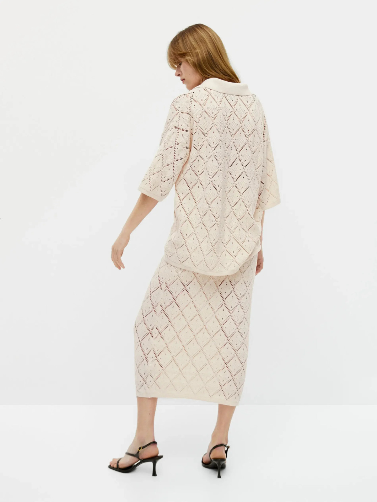 Ethereal MD 2024 style of Womens casual Slimfit and flowy long crocheted hollowout skirt 240709