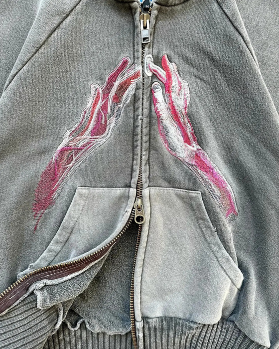 Goth Sweatshirt Zip Up Hoodie Y2k Plus Velvet Harajuku Hip Hop Oversized Pattern Hooded Tops Men and Women Hoodies Streetwear 240708