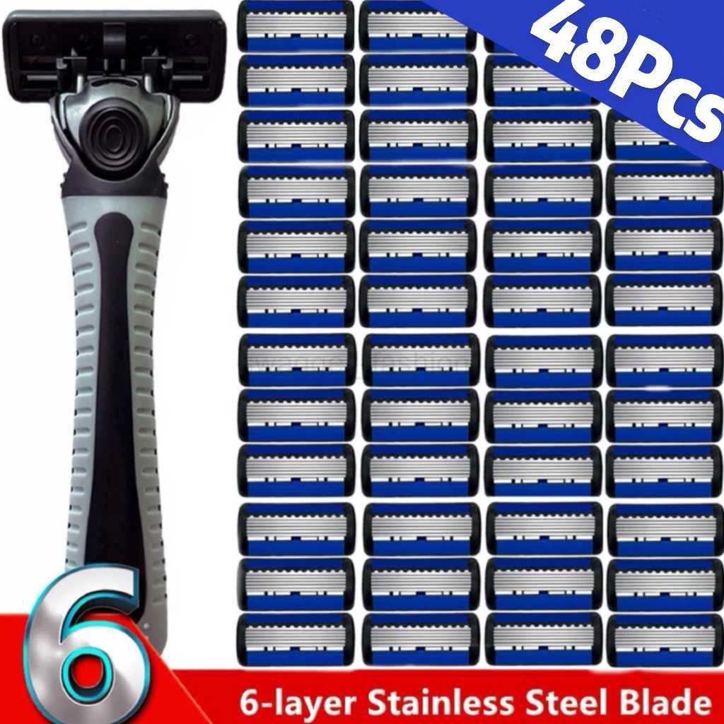 48/27/18/3PCS Manual Shaver Razor For Men Six Layer Blade With Blade Head Old Style Blades Hair Shaver Unisex Beard Hair KnifeB240709