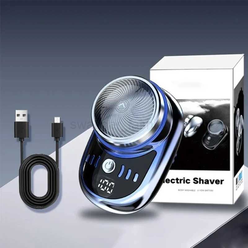 Electric Shaver Men Beard Portable Wet Remover Washable Razor USB Fast Charging Travel Male Shaver Digital Display Beard RemoveB240709