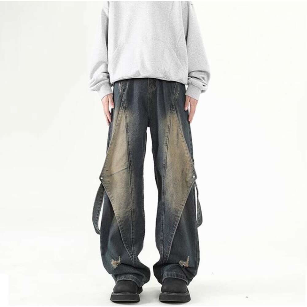 ABFR American deconstructive workwear jeans, spring and autumn patchwork, high-end feel, straight leg loose pants, children's clothing