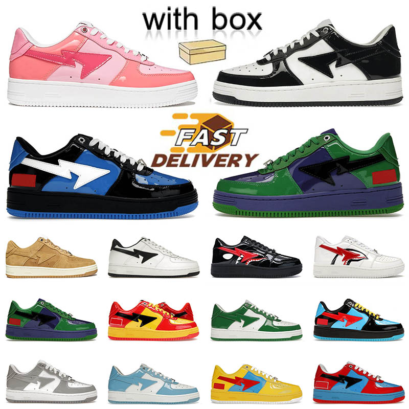 2024 Top Quality Men Women With Box Big Size 47 Running Shoes SK8 Sta Patent Leather Black White Vintage Grey JJJJound Shark Loafers Mens Flat Trainers Sneakers 36-47