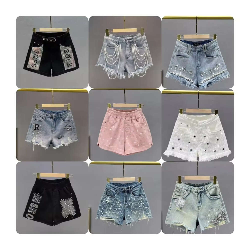 2024 new hot short jeans wholesale printed large size women's fashion denim shorts