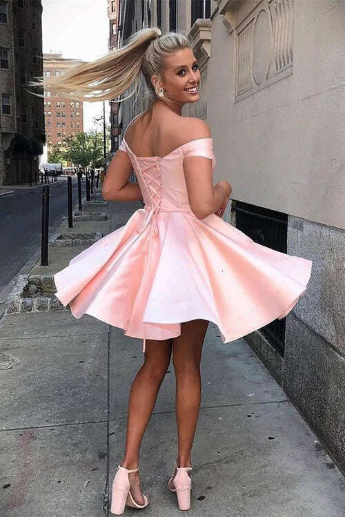 A Line Off The Shoulder Homecoming Dresses Tiers Real Pos Short Lady Party Custom Sweet 16 Graduation Dress BM4002