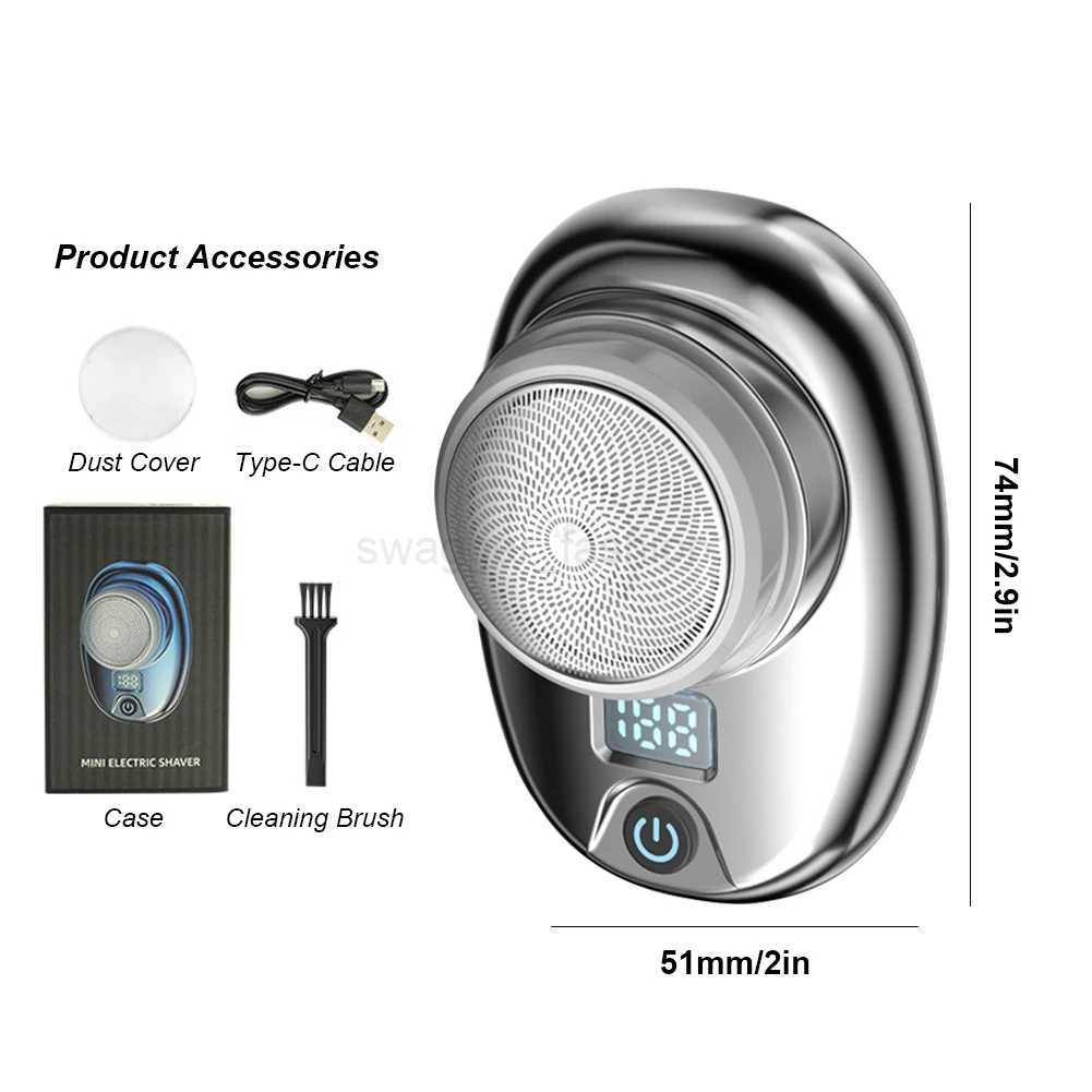 Mini Electric Razor Men Shaver USB Charging Wireless Shaver Digital Display Beard Trimmer Professional Tool for Home BusinessB240709