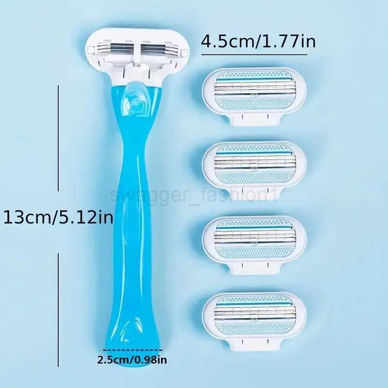 Beauty Safety Razor For Women 3-Layers Replacement Blades Womens Shaver With Lube Strip Safety Shaving Set Classic ShavingB240709