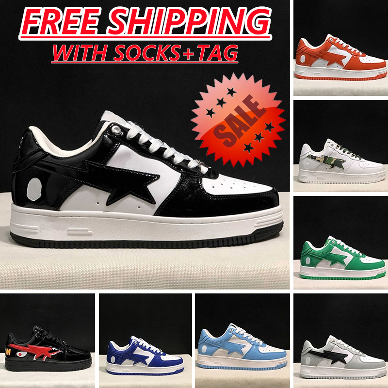 Dhgate Designer Shoes Sta Star Black White Blue Red Grey Olive Patent Leather Pink Flat Casual Work Out Sneakers For Womens Mens Trainers free shipping