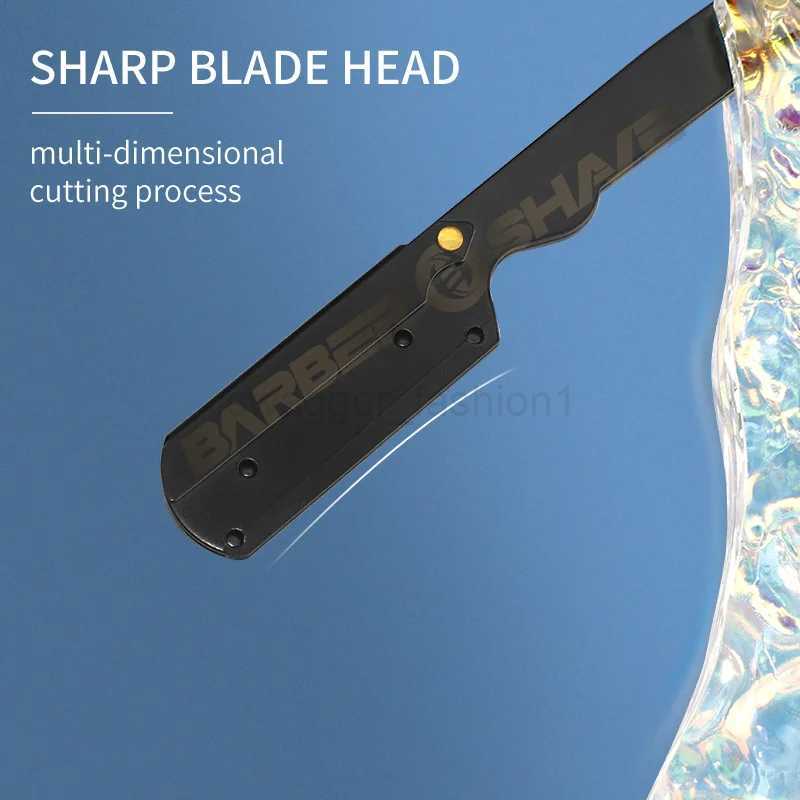 Professional Mens Colorful Handle Straight Edge Barber Razor Holder Broken Hair Shaving Tools Folding Knife Facial Beard ShaverB240709