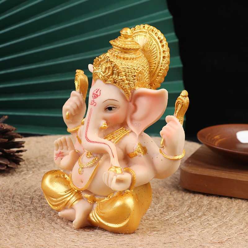 Gold Lord Ganesha Buddha Statue Elephant God Sculptures Ganesh FigurinesB240710B240707