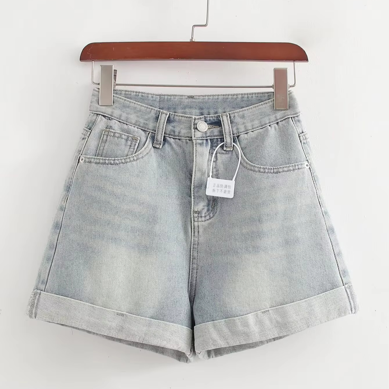 2024 New Customization OEM High-Quality Washed And Aged Leg Rolled High Waist Casual Versatile American Denim Shorts