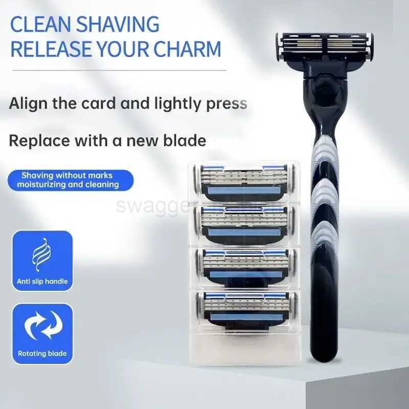 3-Layer Stainless Steel Manual Shaver Mens Safety Shaver Blade Sharp Blade Replaceable BladeB240709