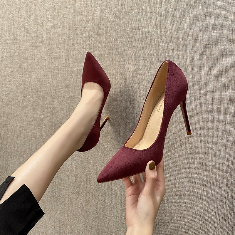 Hbp High-heeled Shoes Dress Shoes Thin And Pointed Shallow Mouth Suede Fashionable European And American Single Shoes Wholesale Of Sexy Women's S