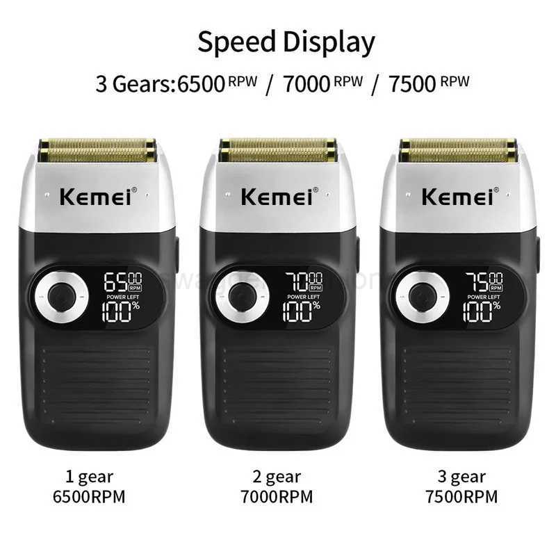 Kemei Electric Shaver for Men Waterproof Twin Blade Reciprocating Cordless Razor USB Rechargeable Shaving Machine Barber TrimmerB240709