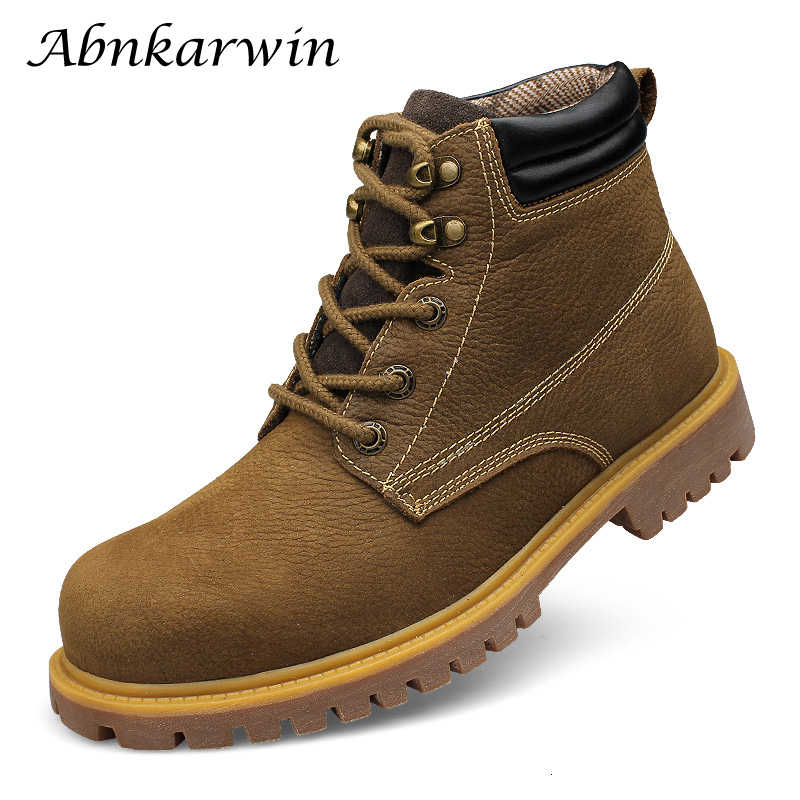 Men Genuine Work Boots Without Steel Cap Outdoor Natural Leather Hiking Trekking Shoes Plus Big Size 48 49
