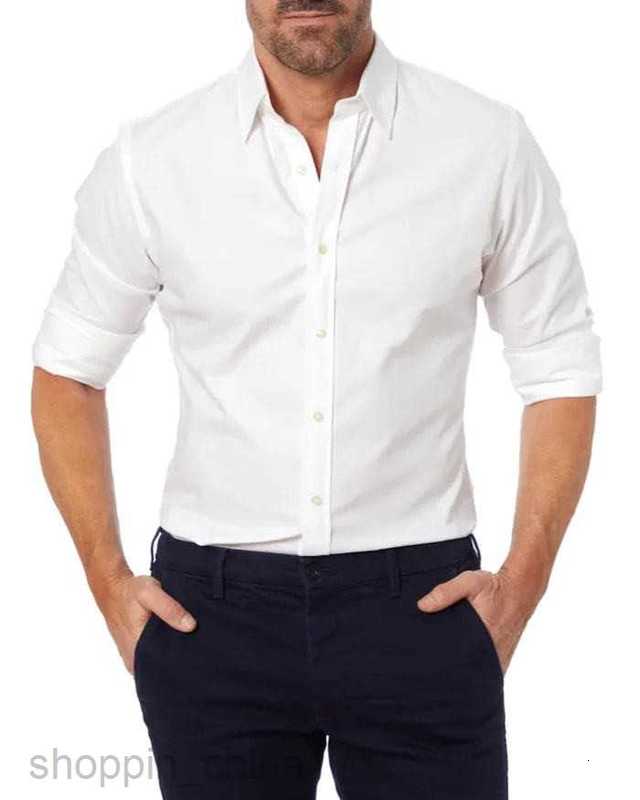 Mens Casual Shirts Men's zippered shirt hidden zipper fake button Oxford elastic cotton zipper lining tops