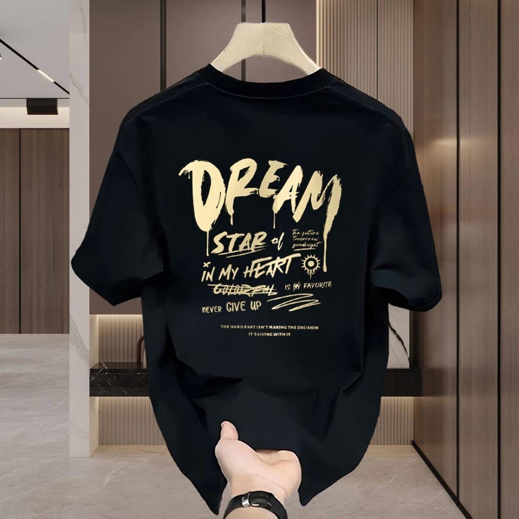 Korea COD, DREAM, 2024 fashion trend, 100% pure cotton new short sleeved printed letter T-shirts, Kuala Lumpur local store, free shipping, COD