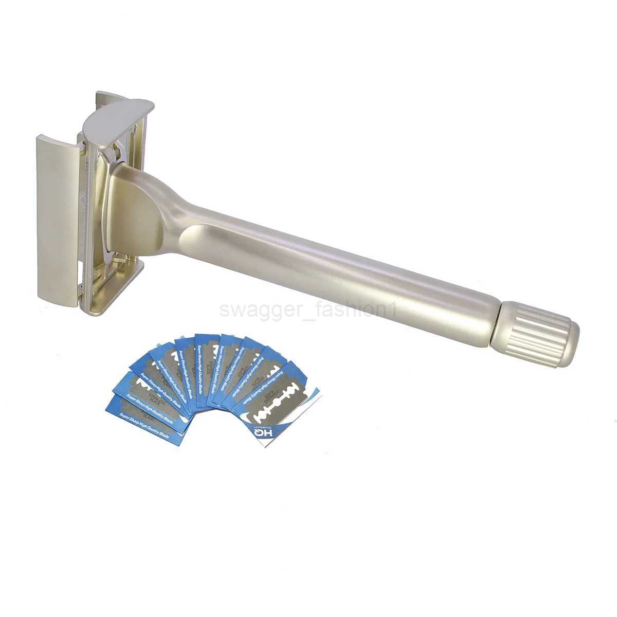 Magyfosia Butterfly Open Double Edge Safety Razor with 10 Original Blades Classic Hair Removal Shaver for MenB240709