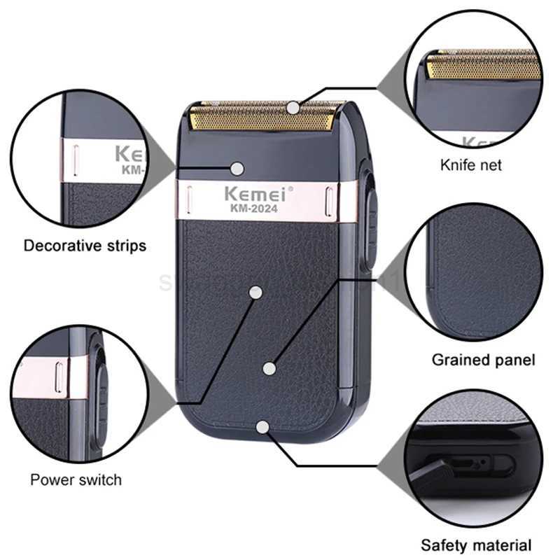 Kemei Electric Shaver For Men Fashionable Mens Leather Shell Waterproof Rechargeable Professional Beard Trimmer Razor KM-2024B240709